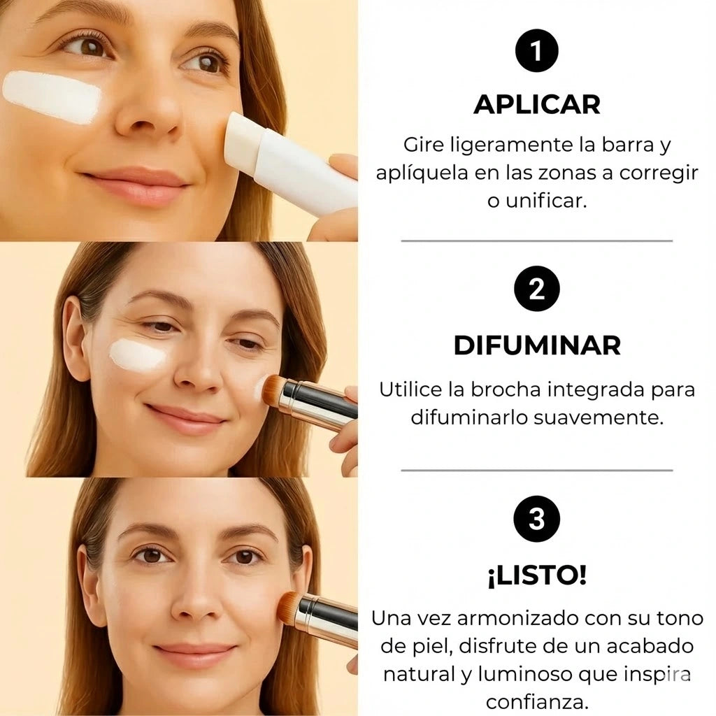 Perfección en 1 Minuto: Base 2 en 1 con Brocha Integrada (Paquete de 3)