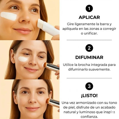 Perfección en 1 Minuto: Base 2 en 1 con Brocha Integrada (Paquete de 3)